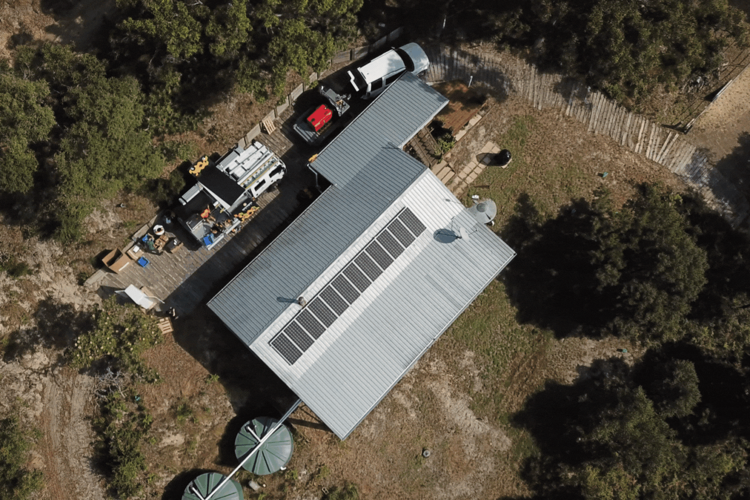 Springers Solar off Grid Home Before and After Solar Array