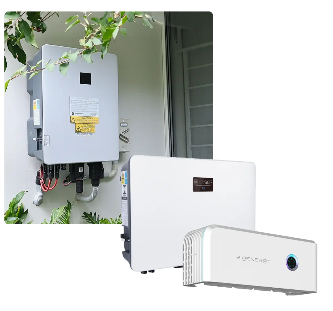 Solar inverter installed at a house with inverters