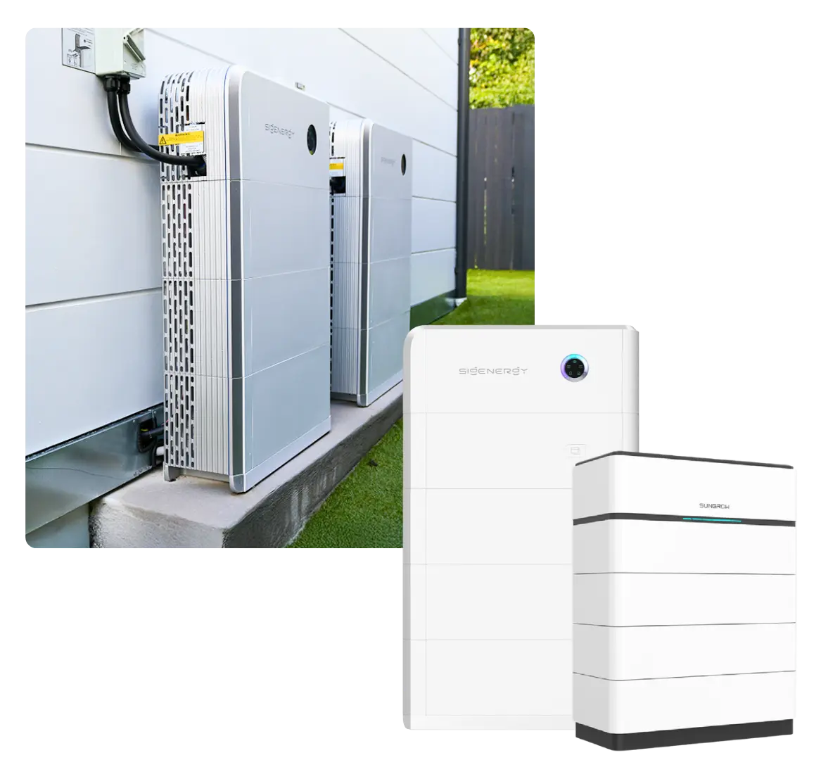 Solar batteries installed at a house with solar batteries