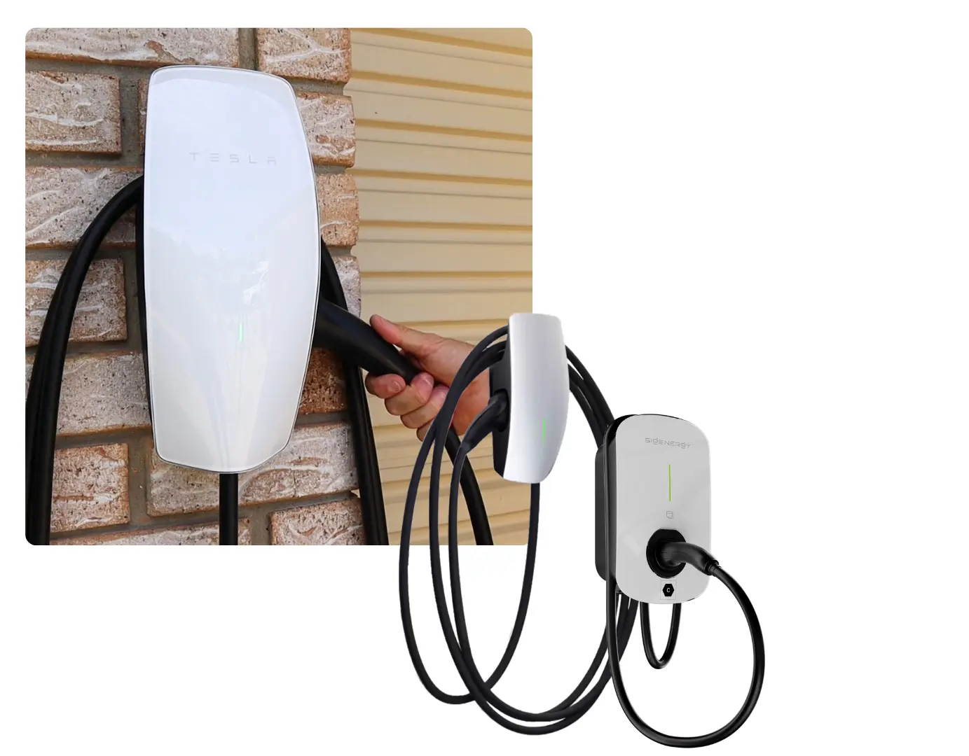 An EV charger installed at a home with EV chargers