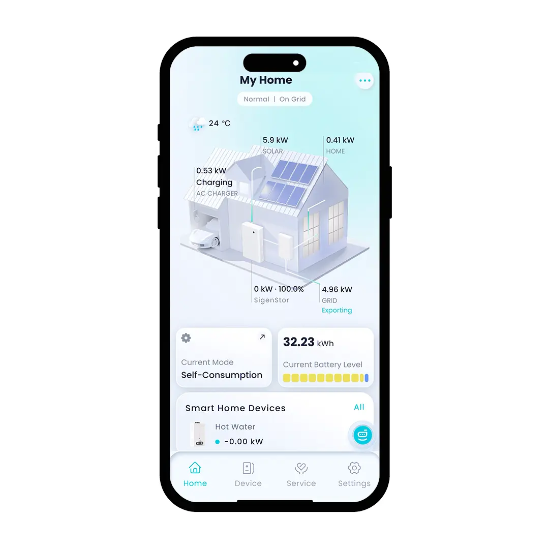 MySigen App Home Screen