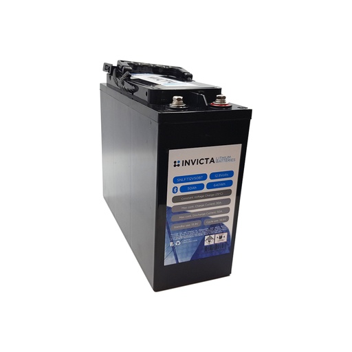 [SNLFT12V50BT] Invicta Lithium 12V 50Ah LiFePO4 Slim Battery (Bluetooth)
