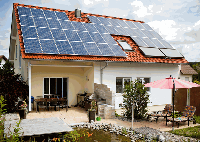 REC panels on house roof REC Panels