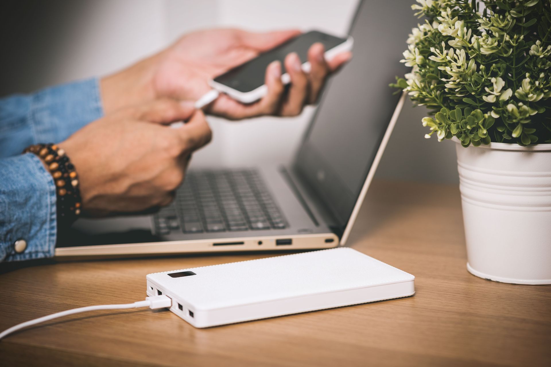 Laptop and Phone with Powerbank