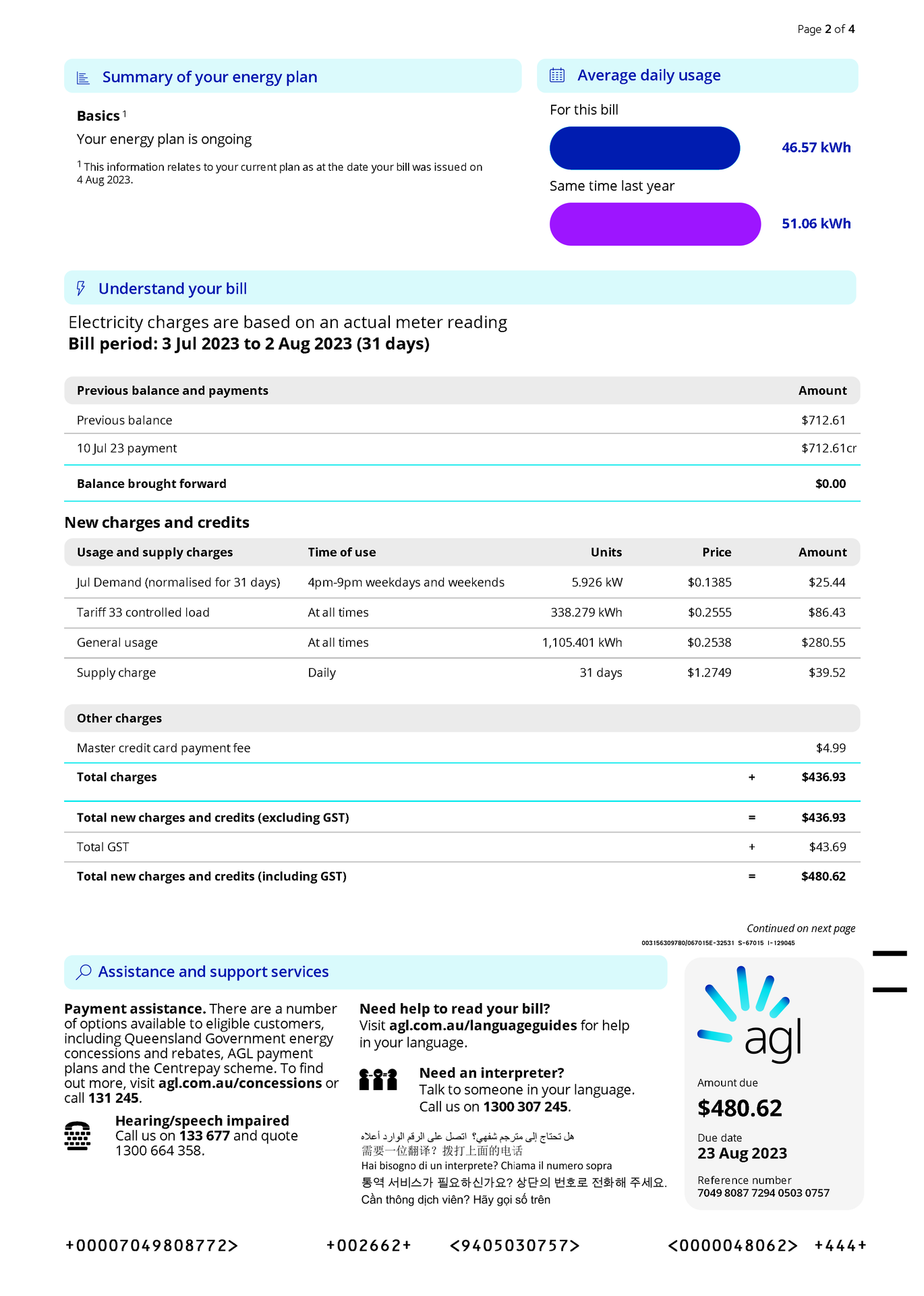 Example Electricity Bill 1
