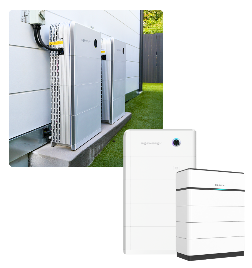 Solar batteries installed at a house with solar batteries