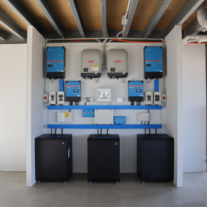 Off-grid solar and battery installation at Stockleigh