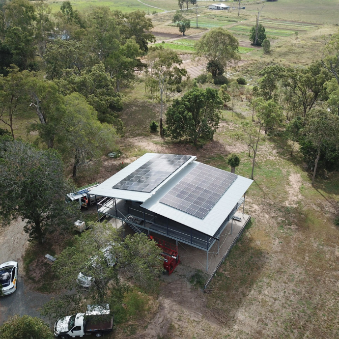 Off-grid solar and battery installation at Stockleigh