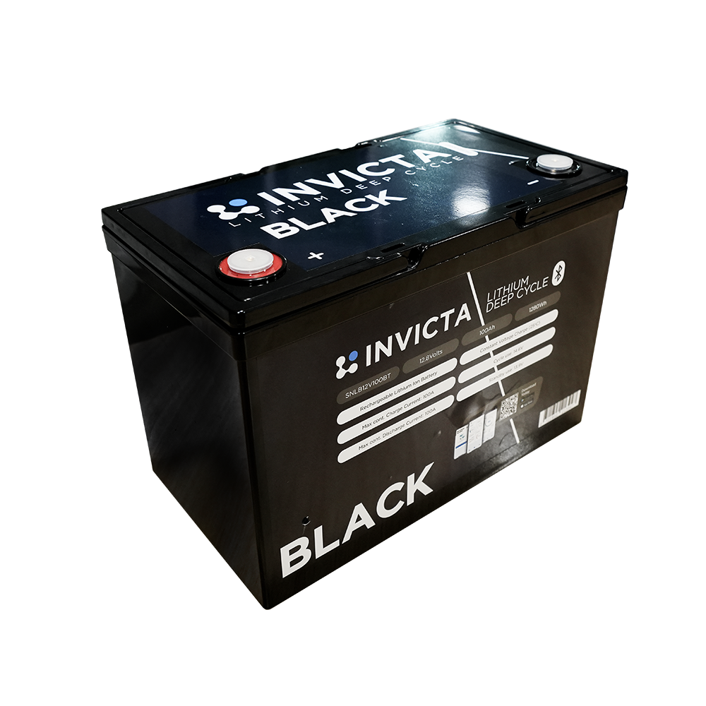 Invicta Black 12V 100Ah LiFePO4 Battery (Bluetooth)