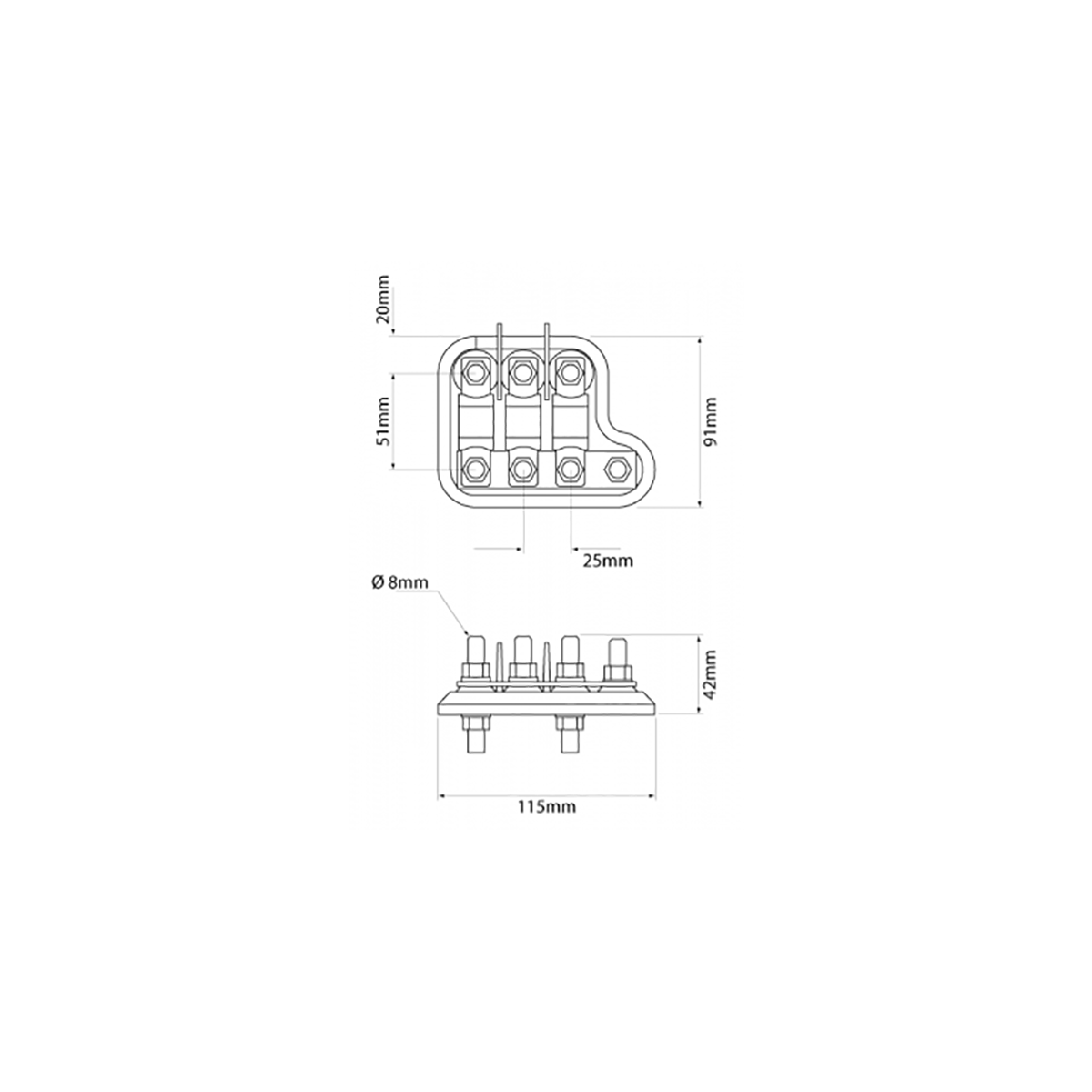 3 POLE AMG FUSE DISTRIBUTION BLOCK