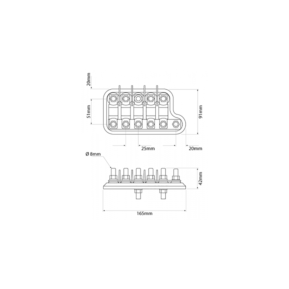 5 POLE AMG FUSE DISTRIBUTION BLOCK