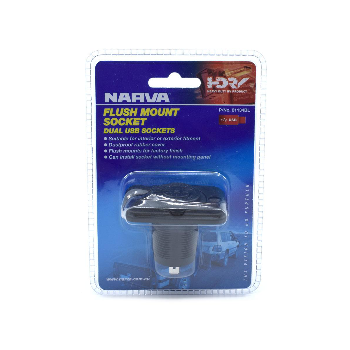 NARVA DUAL USB FLUSH MOUNT BLACK