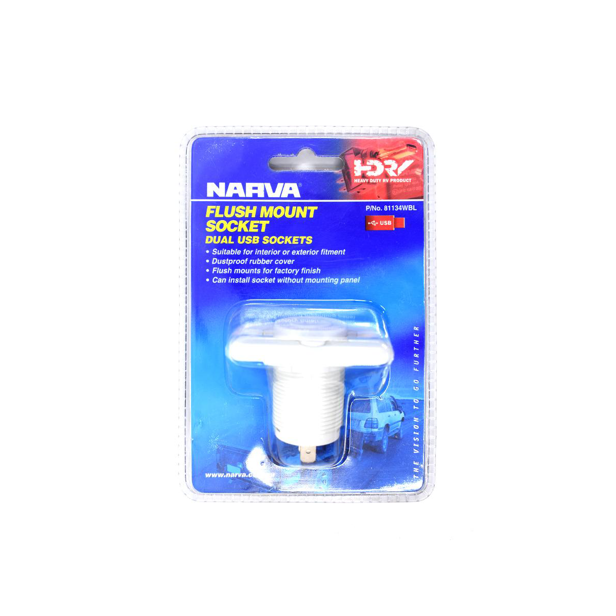 NARVA DUAL USB FLUSH MOUNT WHITE