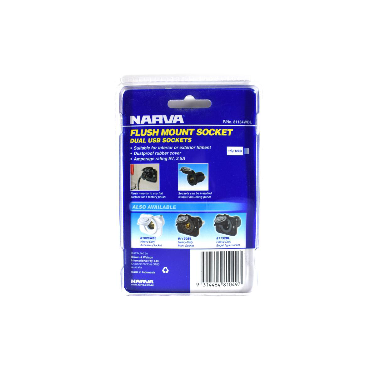 NARVA DUAL USB FLUSH MOUNT WHITE