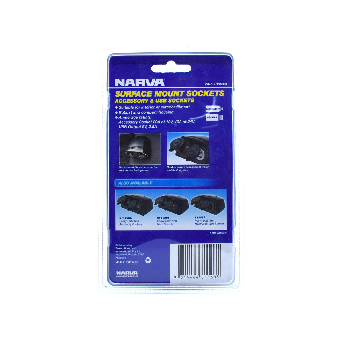 NARVA CIG/USB SURFACE MOUNT BLACK