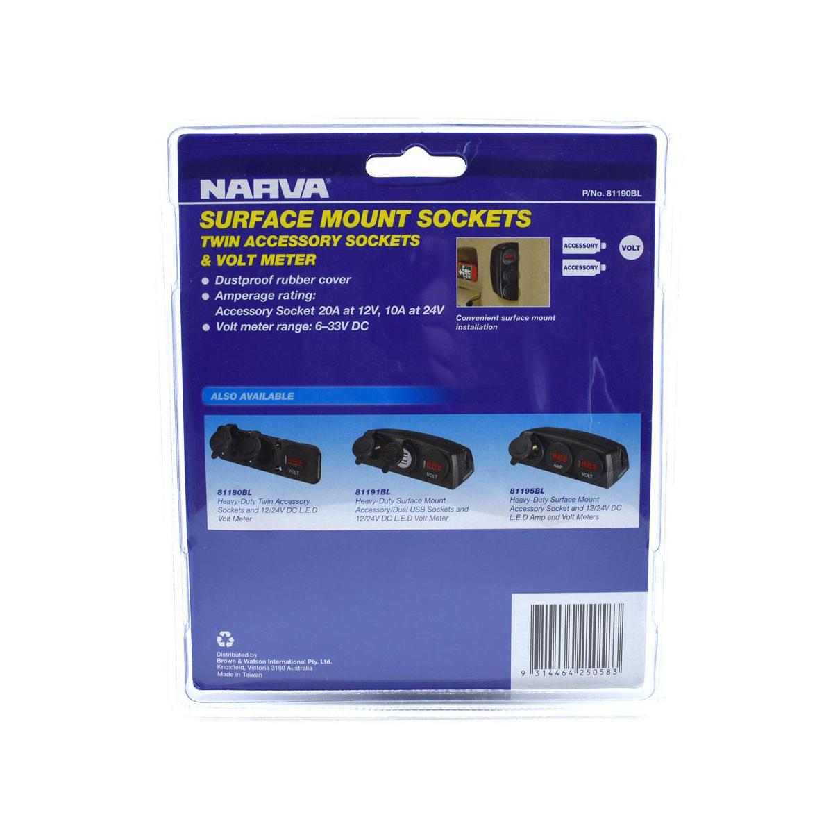 NARVA CIG/CIG/VOLT METER SURFACE MOUNT
