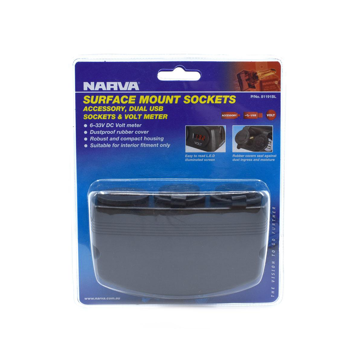 NARVA CIG/USB/VOLT METER SURFACE MOUNT