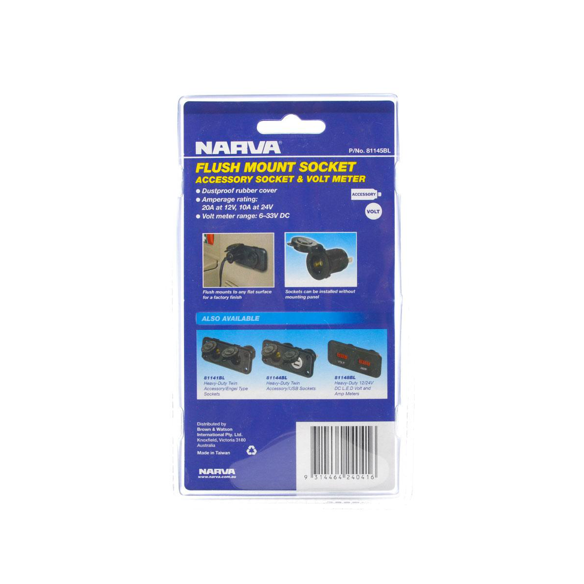 NARVA CIG/VOLT METER FLUSH MOUNT