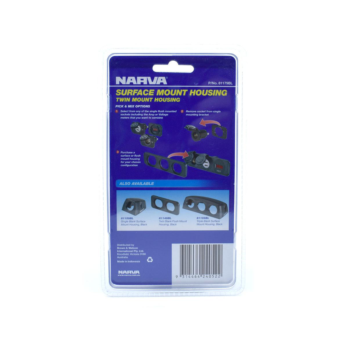 NARVA TWIN BLANK SURFACE MOUNT HOUSING