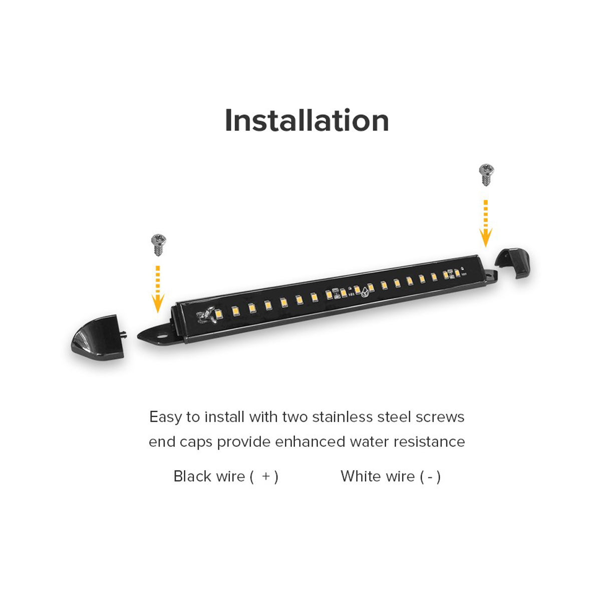 12V Slimline Led Awning Light 250mm Black 