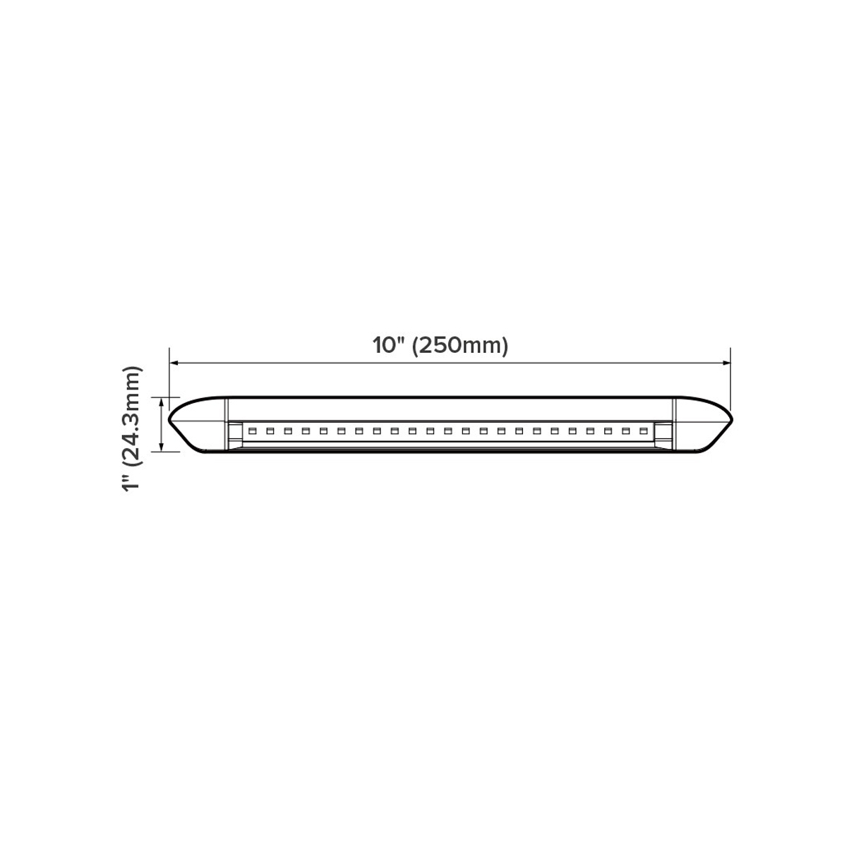 12V Slimline Led Awning Light 250mm Black 