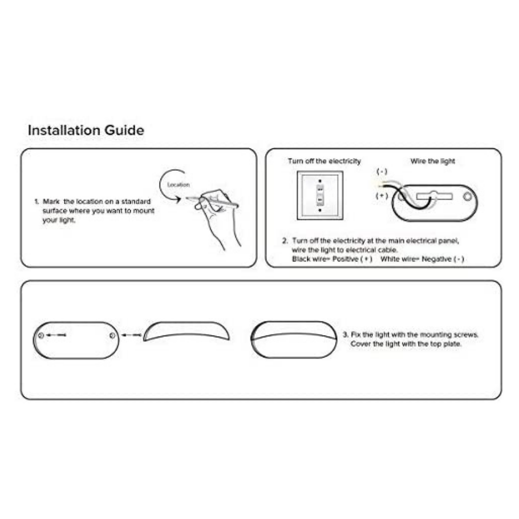Dream Lighting 12V Cool White Half Moon Oblong Courtesy Light 74mm