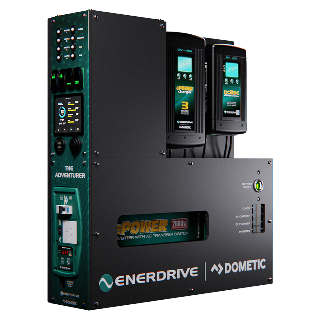 Enerdrive Adventurer System LEFT 40AC, 40DC, 2000X inc. Simarine SCQ50