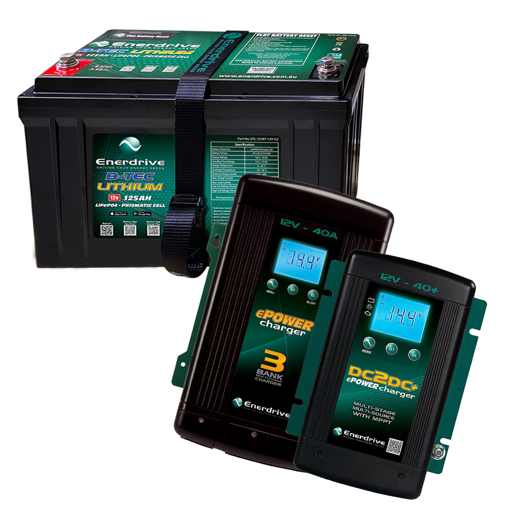 Enerdrive Btec Lifepo4 12V 125Ah Dc40 Ac40 Bundle