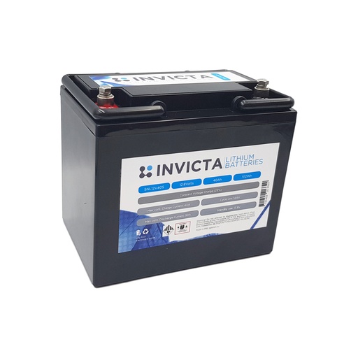 [SNL12V40BT] Invicta Lithium 12V 40Ah LiFePO4 Battery (Bluetooth)