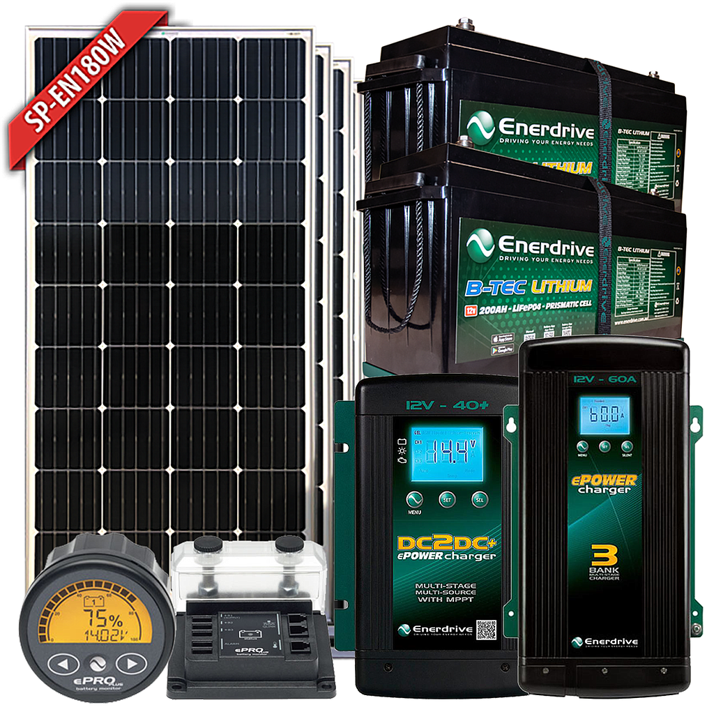 Enerdrive B-TEC 12V 400Ah Battery, 180W Solar, 40DC, 60AC & ePRO+
