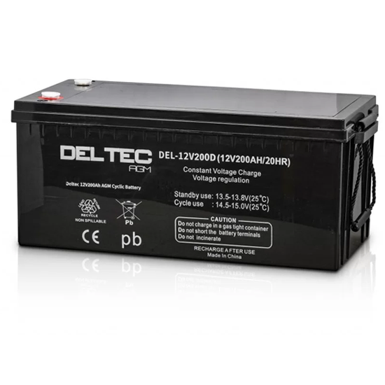 [DEL-12V200D] Deltec 12V 200Ah Deep Cycle AGM Battery