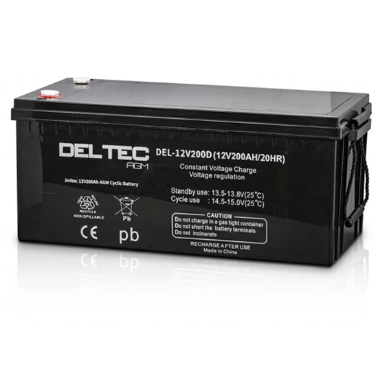 [DEL-12V200D] Deltec 12V 200Ah Deep Cycle Agm Battery