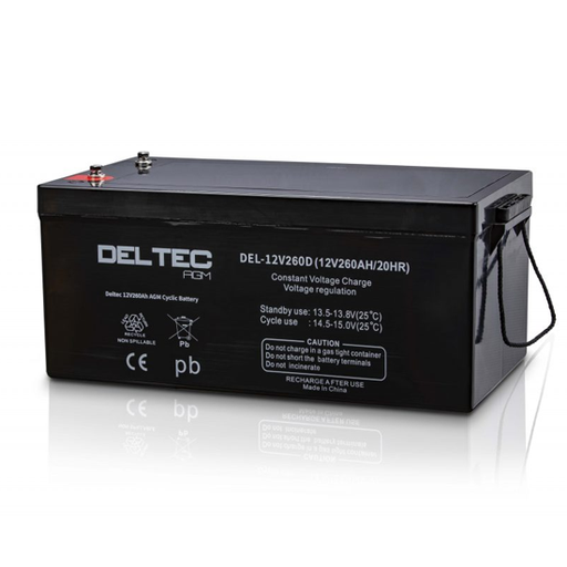 [DEL-12V260D] Deltec 12V 260Ah Deep Cycle AGM Battery