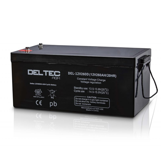 [DEL-12V260D] Deltec 12V 260Ah Deep Cycle Agm Battery