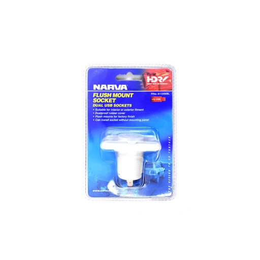 Narva Dual USB Flush Mount White