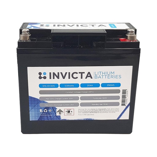 [SNL12V20BT] Invicta Lithium 12V 20Ah LiFePO4 Battery (Bluetooth)