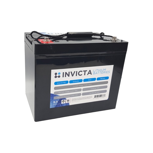 [SNL12V75BT] Invicta Lithium 12V 75Ah LiFePO4 Battery (Bluetooth)