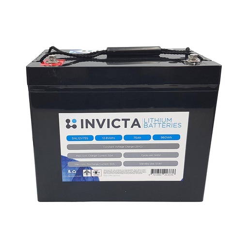 [SNL12V75BT] Invicta Lithium 12V 75Ah LiFePO4 Battery (Bluetooth)