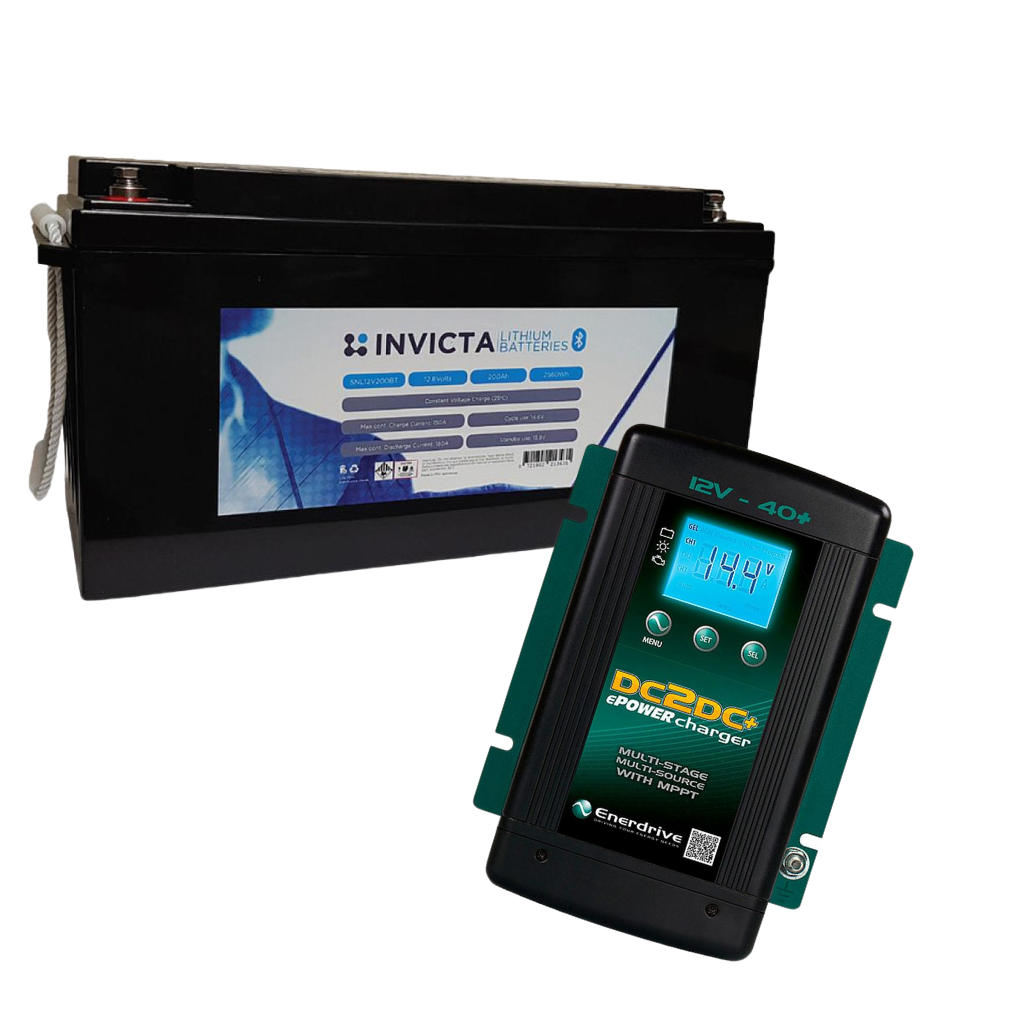 [SNL12V200BT-DC40-BUNDLE] Invicta 12V 200Ah Lithium Battery & Dc40 Charger