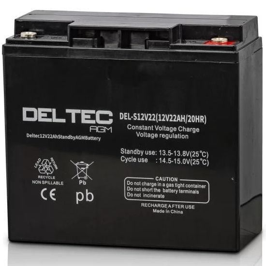 [DEL-S12V22] Deltec 12V 22AH Standby AGM Battery