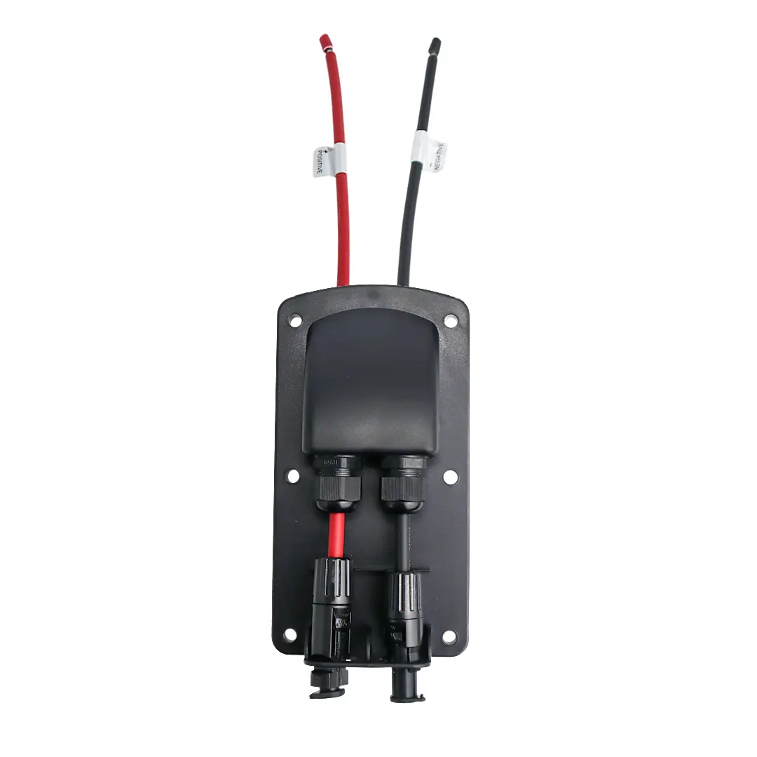 Alvolta Pre-Wired Dual Entry Junction Box Black With Solar Connectors