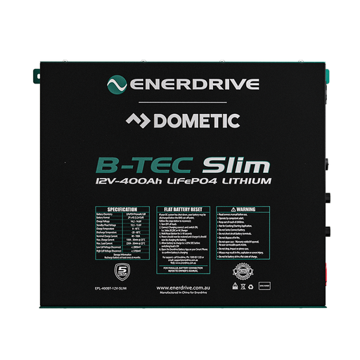 [EPL-400BTM-12V] Enerdrive B-TEC 12V 400Ah LiFePO4 Slim Battery in Metal Case