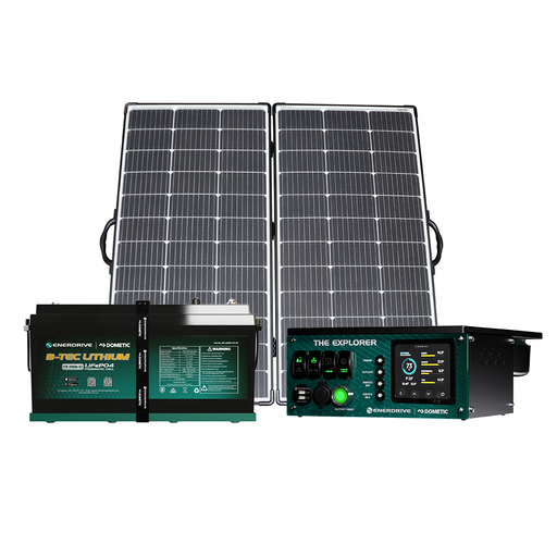 Enerdrive Explorer System TOP 40DC inc. Simarine SCQ50 + 200Ah B-TEC + Alvolta 220W Portable Solar Kit