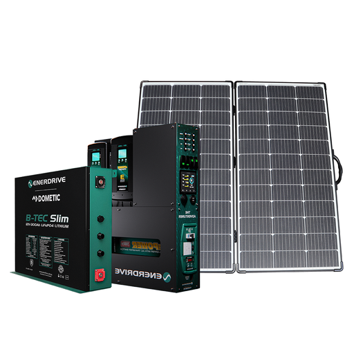 [K-ADVENTURER-02-R-EPL-300BTM-ALV-220] Enerdrive Adventurer System RIGHT 40AC, 40DC, 2000X inc. Simarine SCQ50 + 300Ah Slim B-TEC + Alvolta 220W Portable Solar Kit