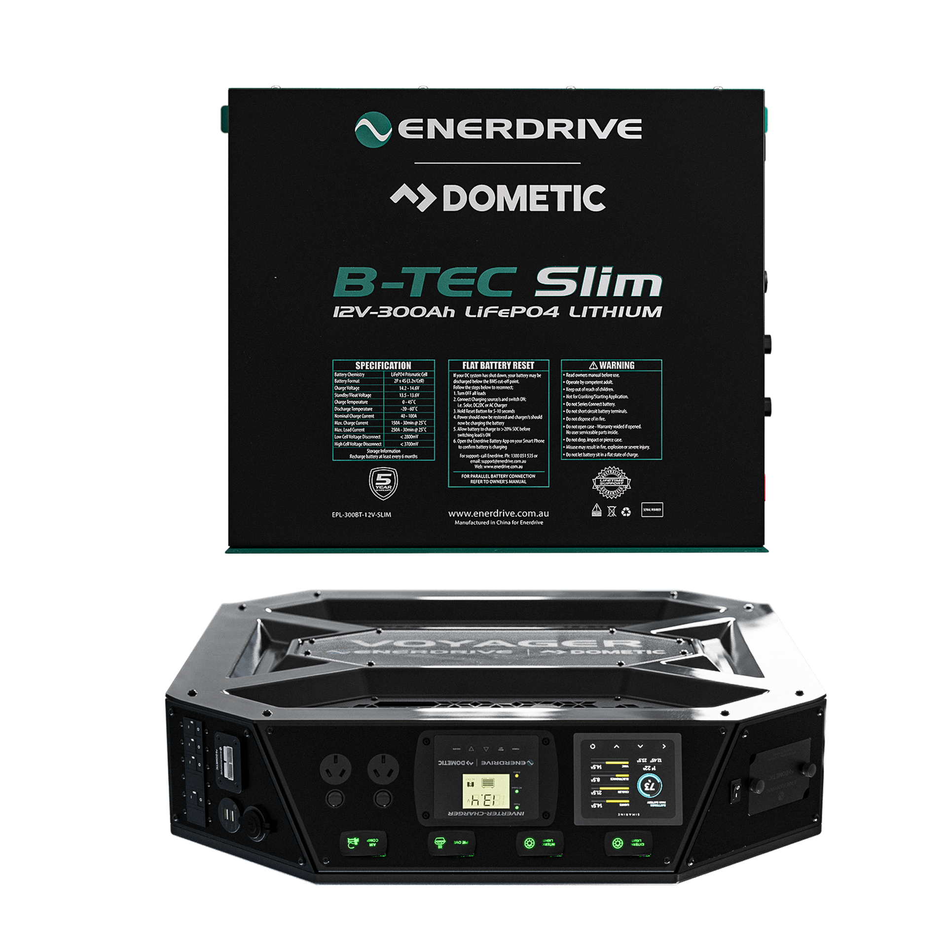 Enerdrive Voyager System (Top) 3000W Inc. 300Ah Slim B-TEC
