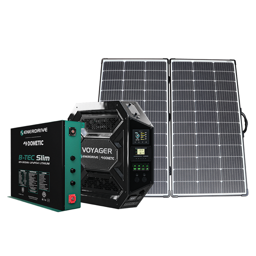 [K-V3R01-02-ALV-220SP] Enerdrive Voyager System (Right) 3000W Inc. 300Ah Slim B-TEC + Alvolta 220W Portable Solar Kit