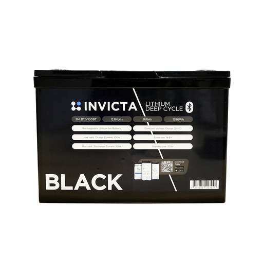 [SNLB12V100BT] Invicta Black 12V 100Ah LiFePO4 Battery (Bluetooth)
