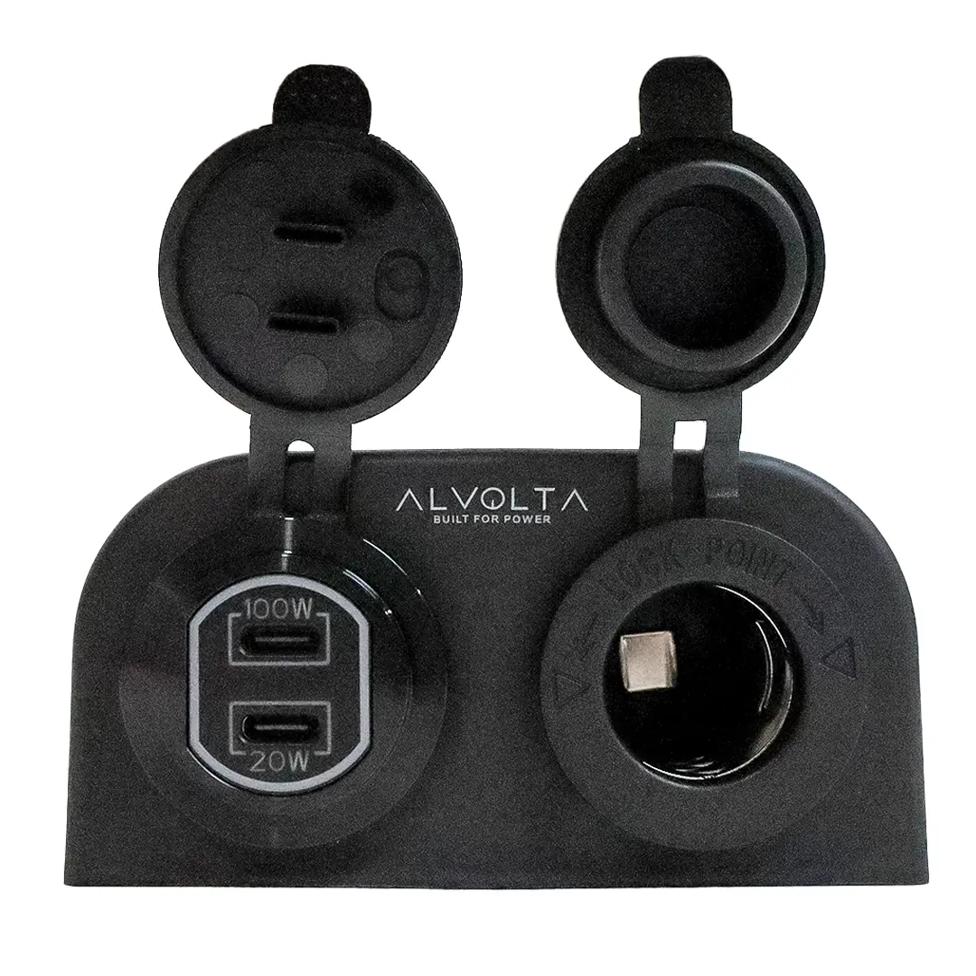 Alvolta Duo Power/USB C+C Surface Mount Socket Black