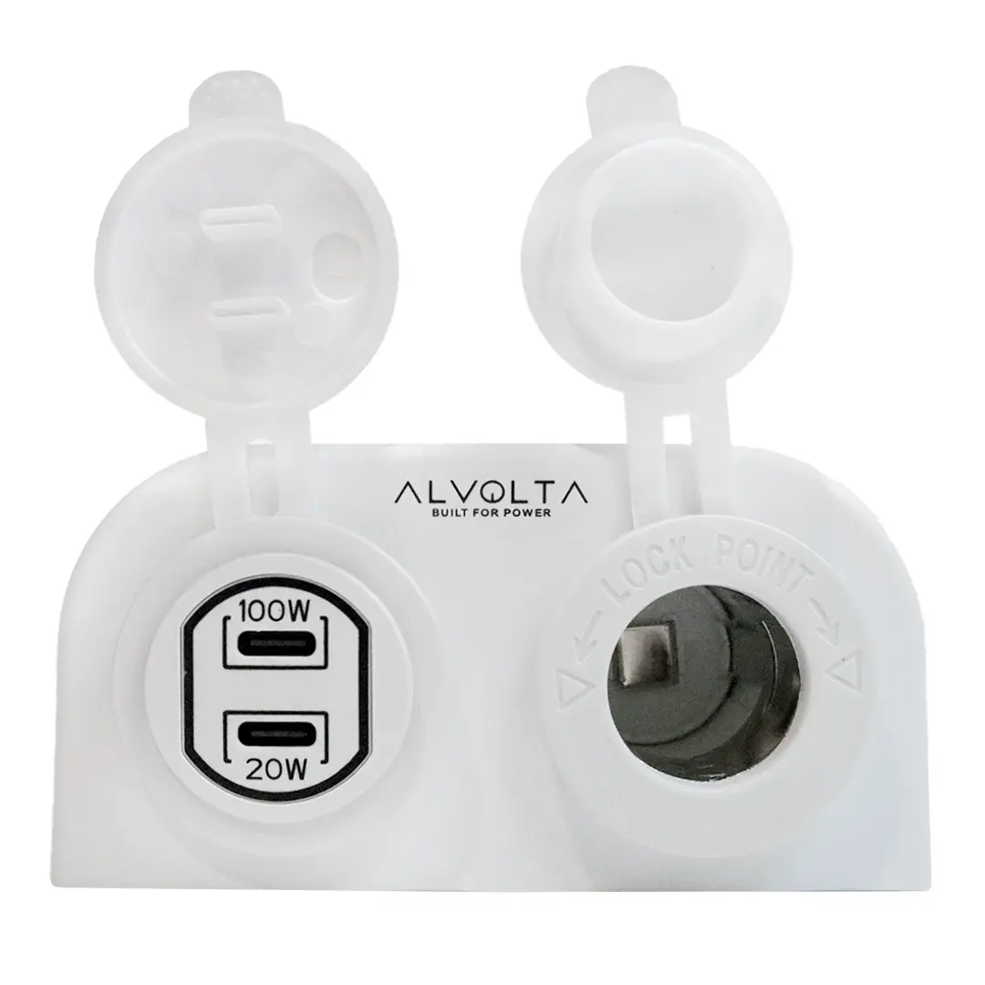 Alvolta Duo Power/USB C+C Surface Mount Socket White