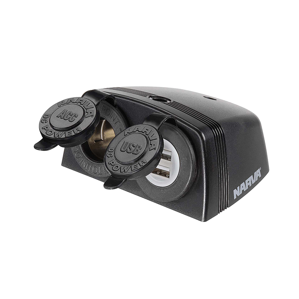 [81168BL] Narva Cig/USB Surface Mount Black